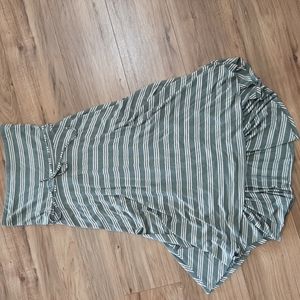 Olive green/off-white strapless dress